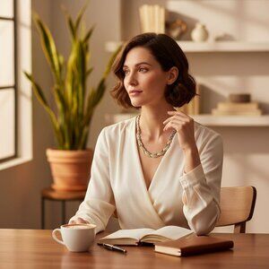 Two-Tone Gold & Silver Stainless Steel Leaf Necklace 16"